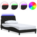 Sengeramme med LED uden madras 100x200 cm stof sort