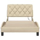 Sengeramme med LED uden madras 100x200 cm stof creme