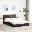 Sengeramme med LED uden madras 120x200 cm stof mørkebrun