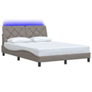 Sengeramme med LED uden madras 120x200 cm stof gråbrun