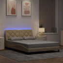 sengeramme med LED uden madras 120x200 cm stof cremefarvet