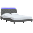 sengeramme med LED uden madras 140x190 cm stof mørkegrå
