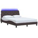 sengeramme med LED uden madras 140x190 cm stof mørkebrun
