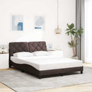 sengeramme med LED uden madras 140x190 cm stof mørkebrun