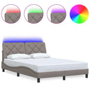 sengeramme med LED uden madras 140x190 cm stof gråbrun