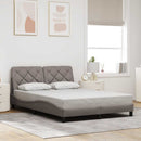 sengeramme med LED uden madras 140x190 cm stof gråbrun