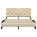 sengeramme med LED uden madras 140x190 cm stof cremefarvet