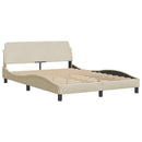 sengeramme med LED uden madras 140x190 cm stof cremefarvet