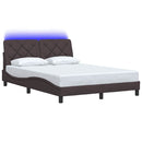 sengeramme med LED uden madras 140x200 cm stof mørkebrun