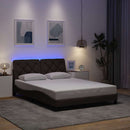 sengeramme med LED uden madras 140x200 cm stof mørkebrun
