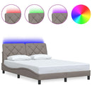 sengeramme med LED uden madras 140x200 cm stof gråbrun