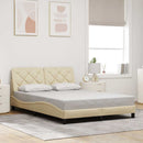 sengeramme med LED uden madras 140x200 cm stof cremefarvet