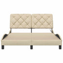 sengeramme med LED uden madras 140x200 cm stof cremefarvet
