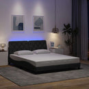 sengeramme med LED uden madras 160x200 cm stof mørkegrå