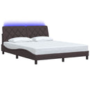 sengeramme med LED uden madras 160x200 cm stof mørkebrun