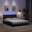 sengeramme med LED uden madras 160x200 cm stof mørkebrun