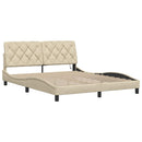 sengeramme med LED uden madras 160x200 cm stof cremefarvet
