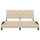 sengeramme med LED uden madras 160x200 cm stof cremefarvet