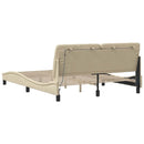 sengeramme med LED uden madras 160x200 cm stof cremefarvet