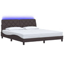 sengeramme med LED uden madras 180x200 cm stof mørkebrun