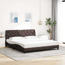 sengeramme med LED uden madras 180x200 cm stof mørkebrun