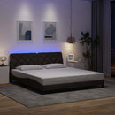 sengeramme med LED uden madras 180x200 cm stof mørkebrun