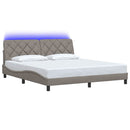 sengeramme med LED uden madras 180x200 cm stof gråbrun