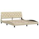 sengeramme med LED uden madras 180x200 cm stof cremefarvet