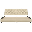 sengeramme med LED uden madras 180x200 cm stof cremefarvet