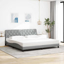 sengeramme med LED uden madras 200x200 cm stof lysegrå