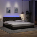 sengeramme med LED uden madras 200x200 cm stof mørkebrun
