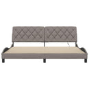 sengeramme med LED uden madras 200x200 cm stof gråbrun