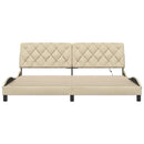 sengeramme med LED uden madras 200x200 cm stof cremefarvet
