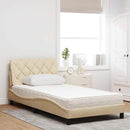 seng med madras 100x200 cm stof cremefarvet