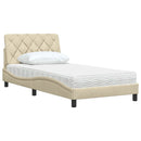 seng med madras 100x200 cm stof cremefarvet