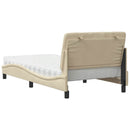 seng med madras 100x200 cm stof cremefarvet