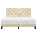 Seng med madras 120x200 cm stof cremefarvet