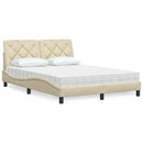 Seng med madras 120x200 cm stof cremefarvet