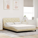Seng med madras 140x190 cm stof cremefarvet