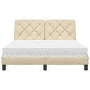 Seng med madras 140x190 cm stof cremefarvet