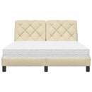 Seng med madras 140x200 cm stof cremefarvet