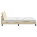 Seng med madras 140x200 cm stof cremefarvet