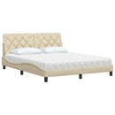 Seng med madras 160x200 cm stof cremefarvet