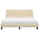 Seng med madras 160x200 cm stof cremefarvet