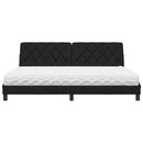 seng med madras 200x200 cm stof sort