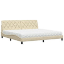 seng med madras 200x200 cm stof cremefarvet