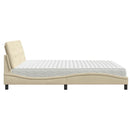 seng med madras 200x200 cm stof cremefarvet