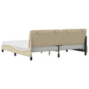 seng med madras 200x200 cm stof cremefarvet