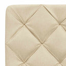 seng med madras 200x200 cm stof cremefarvet