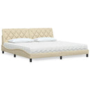 seng med madras 200x200 cm stof cremefarvet
